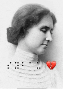 a black and white photo of a woman with a broken heart in the background