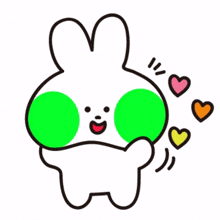 fluorescent white rabbit green heart