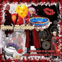 a picture of a man holding a cake with the words happy birthday