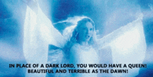 in place of a dark lord you would have a queen ! beautiful and terrible as the dawn !