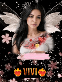 a woman with angel wings and the name vivi on the bottom
