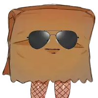 a drawing of a paper bag with sunglasses on