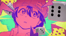 a cartoon character with a hat that says good luck