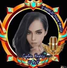 a picture of a woman with the name captain beybess on the bottom
