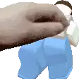 a hand is reaching out to touch a person 's butt in a pixel art .