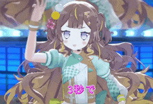 a cartoon girl with a microphone on her head and the number 3 on the bottom