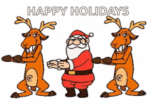 merry christmas santa claus dancing deer