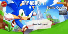 Sonic Cookie Cookie Run GIF - Sonic Cookie Cookie Run Cry About It GIFs