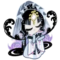 a cartoon drawing of a girl in a veil