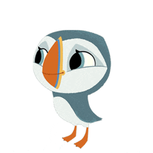 a cartoon bird with its wings outstretched and its eyes closed