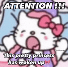 a hello kitty meme that says attention !!!