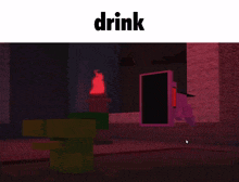 a screenshot of a video game with the word drink on the top