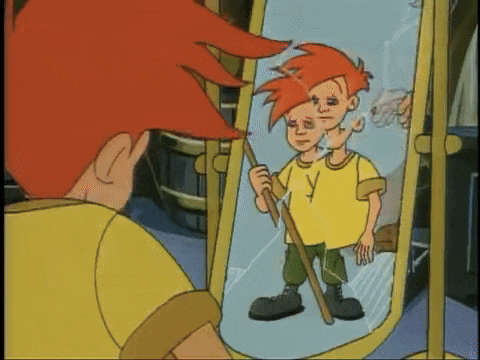 Sefton appears behind Junior in the mirror