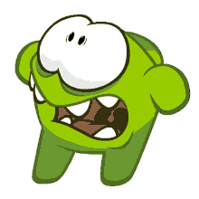scared om nom om nom and cut the rope terrified horrified