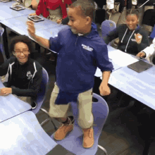 Boy Dancing At Lunch Smile GIF - Boy Dancing At Lunch Smile Laugh GIFs
