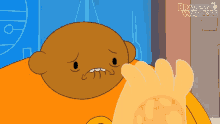 a cartoon character with the words bravest warriors on the bottom left