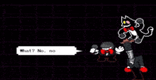 a pixel art of a man with a bow tie standing next to a smoke coming out of his mouth .