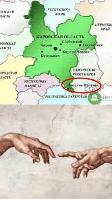 a map with a red circle pointing to a city