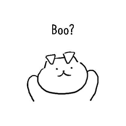 a black and white drawing of a cat wearing glasses and the words boo .