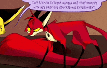 a cartoon of a red fox talking to another fox with the words they seemed to think damian was very unhappy