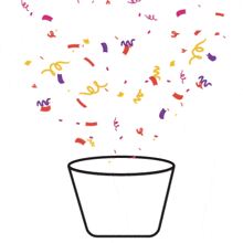 a bucket of confetti with the words wow great pitch written on it