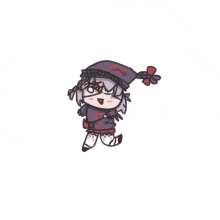 a cartoon drawing of a man with a purple hat and a red eye says ' liz ' on the bottom right