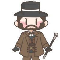 a man with a beard wearing a top hat and a cane