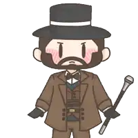 a man with a beard wearing a top hat and a cane