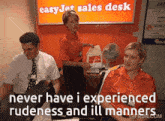 a sign that says easy jet sales desk on it