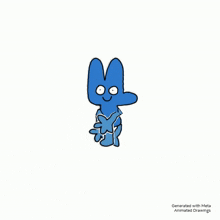 a drawing of a blue cartoon character with four arms and legs .