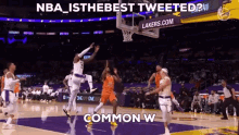 a basketball game is being played with the words " nba is the best tweeted "