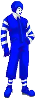 a pixel art of mcdonald 's ronald mcdonald in blue and white