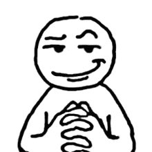 a black and white drawing of a man with a smiley face holding a spiral .