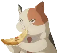 a cat in a tie is eating a piece of pizza