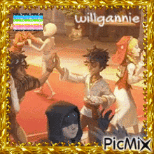 a picture of a group of cartoon characters with the name willgannie on the bottom