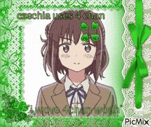 a picture of a girl with the words czechia uses 4 chan above her