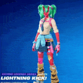 a girl with green hair is a lightning kick character