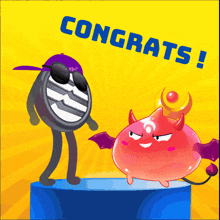 a congratulations card with a cartoon character