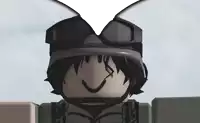 a roblox character wearing a helmet and goggles smiles