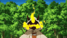 a cartoon character with flames coming out of his mouth says ai vai
