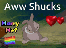 a cartoon of a bunny with the words marry me