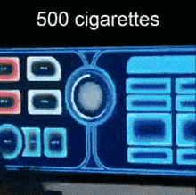 a sign that says 500 cigarettes on it in white letters