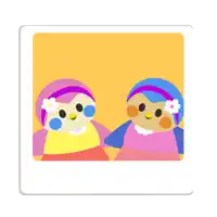 a picture of two dolls with the words travel mate below them