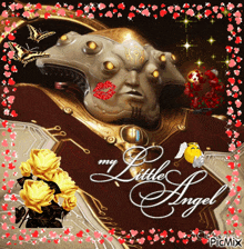 a picture of a robot with the words " my little angel " on the bottom
