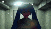 a cartoon character is standing in a hallway with the hashtag @bnbaku_animation