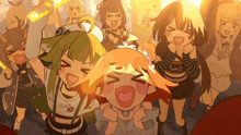 a cartoon of a group of girls with one wearing a shirt that says hello
