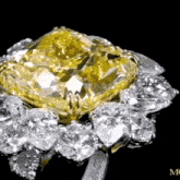 a ring with a yellow diamond in the center