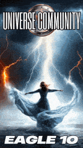 a poster for eagle 10 shows a woman in a blue dress