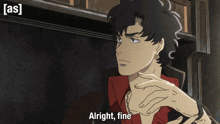 a man in a red shirt says alright fine in a cartoon