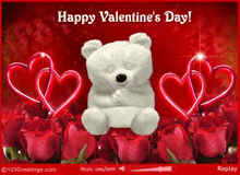 Happy Valentine'S Day Greeting Card GIF - Happy Valentine'S Day Greeting Card Red Rose Flowers GIFs